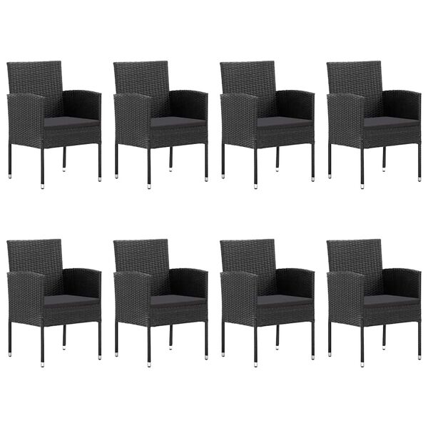 vidaXL Set mobilier de grădină, 9 piese, negru