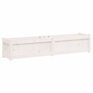 vidaXL Jardinieră de grădină, alb, 150x31x31 cm, lemn masiv de pin