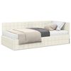 vidaXL Cadru de pat colțar cu saltea cu headboard 2 pcs Crem Catifea