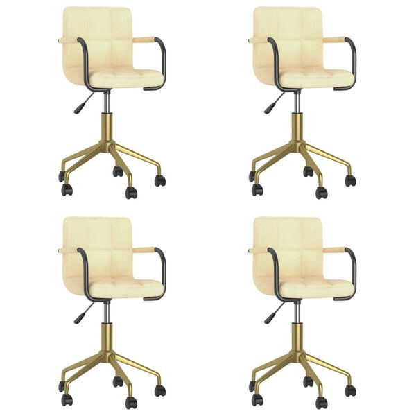 vidaXL Scaune de masă pivotante, 4 buc., crem, catifea