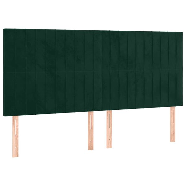 vidaXL Tăblie de pat verde &icirc;nchis 180x5x118/128 cm catifea