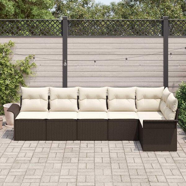 vidaXL Set de canapele pentru grădină cu pernă 6 pcs Maro Rattan poli