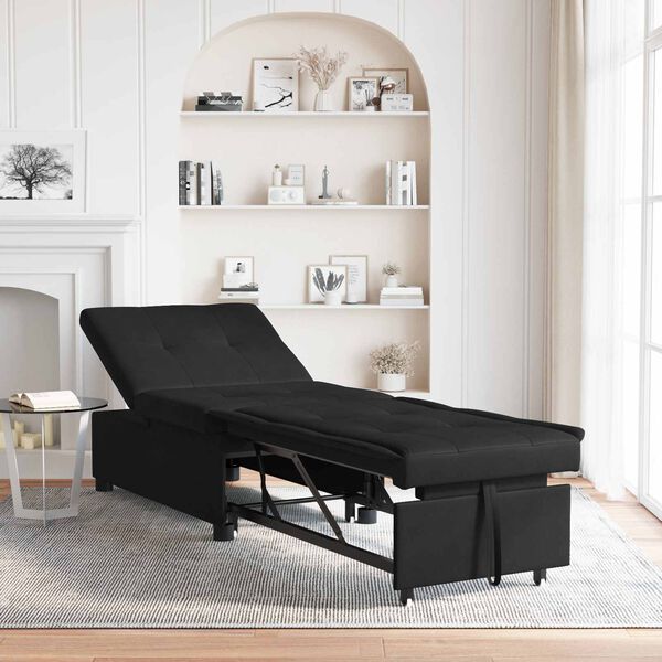 vidaXL Canapea extensibilă 67cm Negru Microfibră