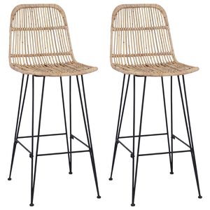 vidaXL Scaun de bar 2 buc. natural 44 x 55 x 109 cm Rattan și oțel