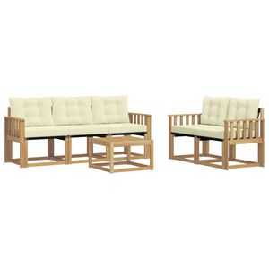 vidaXL Set de canapele de exterior cu pernă 6 pcs Alb și crem