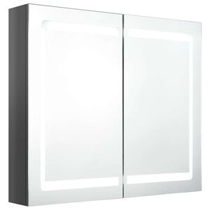 vidaXL Dulap de baie cu oglindă și LED, gri strălucitor, 80x12x68 cm