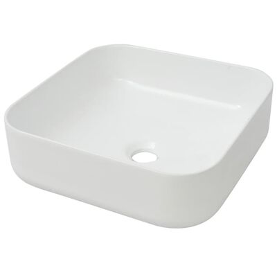 vidaXL Chiuvetă de baie din ceramică, pătrată, 39x39x13,5 cm, alb
