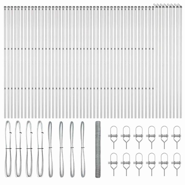 vidaXL Stâlp de gard. Argintiu 100 x 1,5 m (mesh de 50 mm) Oțel
