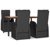 vidaXL Set mobilier de grădină cu perne, 5 piese, negru, poliratan