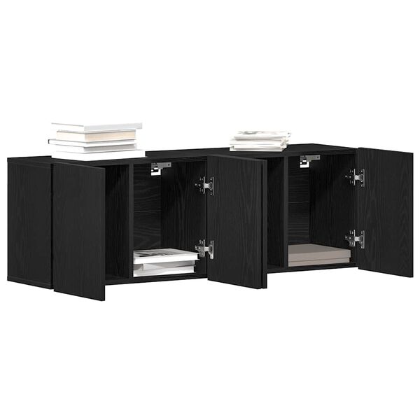 vidaXL Mobilier TV 2 buc., stejar negru, 120x30x41 cm, lemn stratificat