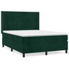 vidaXL Pat box spring cu saltea, verde &icirc;nchis, 140x190 cm, catifea