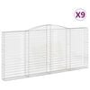 vidaXL Coșuri gabion arcuite 9 buc, 400x30x180/200 cm, fier galvanizat