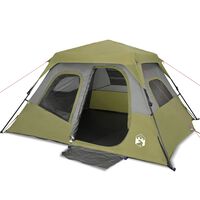 vidaXL Cort de camping pentru 6 persoane, verde, impermeabil