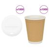 vidaXL Cești de cafea din h&acirc;rtie cu capace 1000 buc 12 oz 300 ml