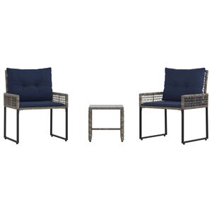 vidaXL Set de Mobilier pentru Exterior cu pernă 3 pcs Gri și bleumarin