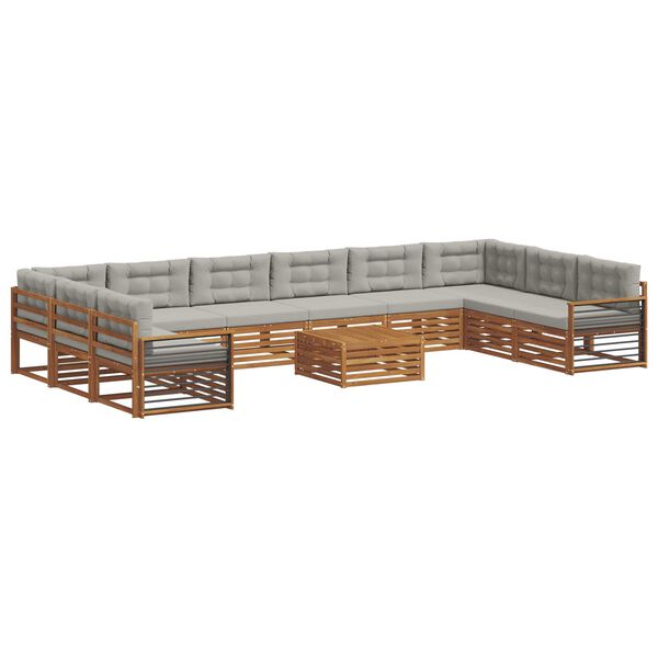 vidaXL Seturi de canapele cu pernă 11 pcs Gri natural și deschis