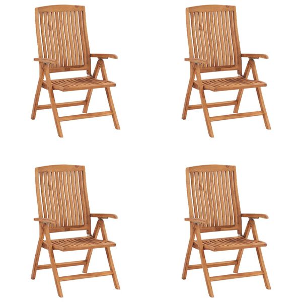 vidaXL Scaune de grădină rabatabile cu perne 4 buc., lemn masiv de tec