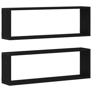 vidaXL Șemele de perete 2 buc. Stejar Negru 80 x 15 x 26 cm