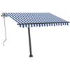 vidaXL Copertină retractabilă manual cu LED, albastru&alb, 350x250 cm