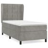 vidaXL Pat box spring cu saltea, gri deschis, 90x190 cm, catifea