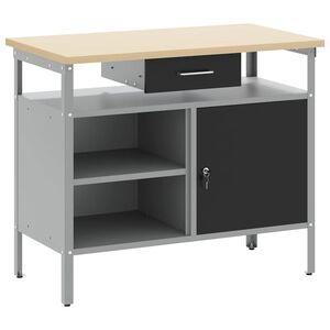 vidaXL Banc de lucru cu sertar cu raft Negru și Gri 100 x 55 x 85 cm