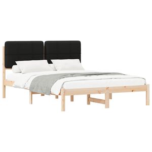 vidaXL Cadru de pat cu tăblie tapițată cu headboard Negru 160 x 200 cm