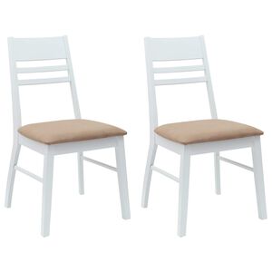 vidaXL Scaune de dining 2 buc. Lemn Solid de Cauciuc Alb