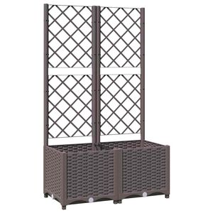 vidaXL Jardinieră de grădină cu spalier maro, 80x40x136 cm, PP