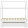 vidaXL Cadru pat copii cu un sertar, alb, 70x140 cm, lemn masiv de pin
