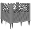 vidaXL Jardinieră grădină cu țăruși gri deschis, 43,5x43,5x43,5 cm, PP