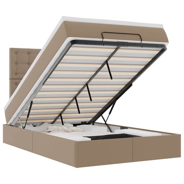 vidaXL Cadru de pat otoman cu saltea Cappucino piele artificială