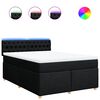 vidaXL Pat box spring cu saltea, negru, 140x200 cm, textil