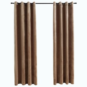 vidaXL Draperii opace cu inele, 2 buc., bej, 140 x 175 cm, catifea