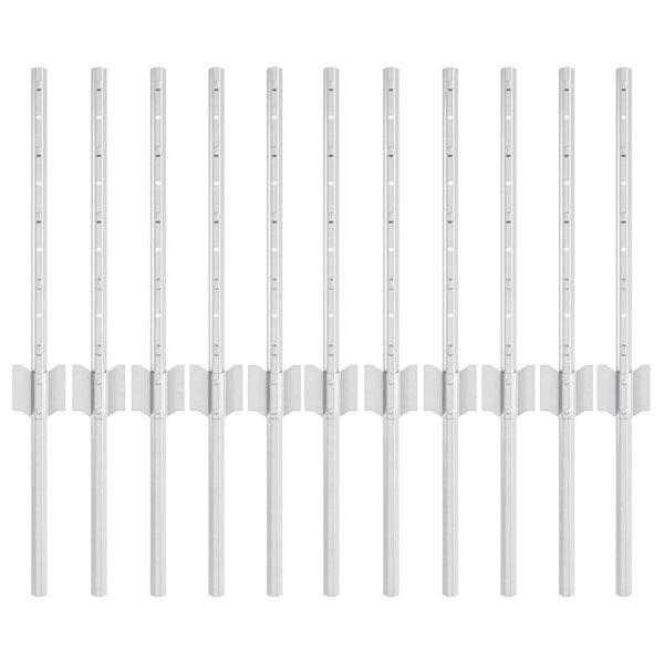 vidaXL St&acirc;lp de gard. 11 pcs Argintiu 40 cm Oțel