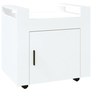 vidaXL Cărucior de birou, alb extralucios, 60x45x60 cm, lemn prelucrat