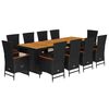vidaXL Set mobilier de exterior cu perne, 11 piese, negru, poliratan