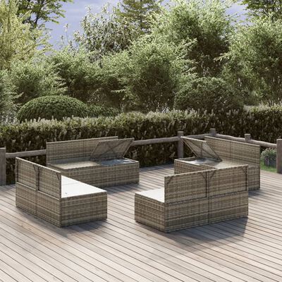 vidaXL Canapele de mijloc de grădină 8 piese gri 57x57x56 cm poliratan