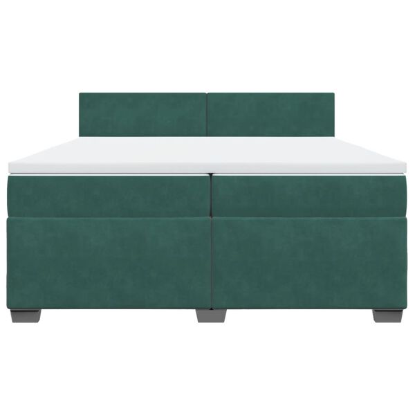 vidaXL Pat box spring cu saltea, verde &icirc;nchis, 200x200 cm, catifea