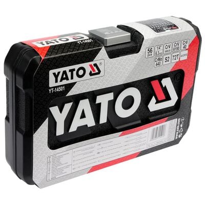 YATO Set de scule, 56 piese, negru, metal, YT-14501