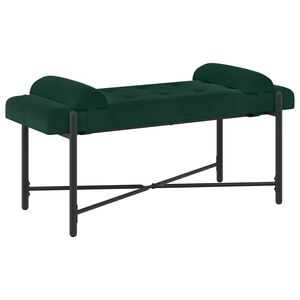 vidaXL Bancă cu butoane și perne Verde &icirc;nchis 110 x 40 x 46 cm Catifea
