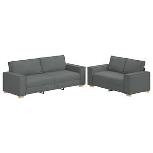 vidaXL Set de canapele cu perne, 2 piese, gri &icirc;nchis, textil
