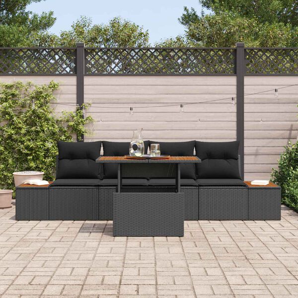 vidaXL Set de canapele pentru grădină 5 pcs Negru Rattan poli