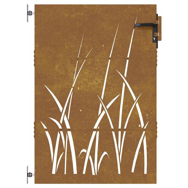 vidaXL Poartă de grădină 85x150 cm, oțel corten, design cu iarbă