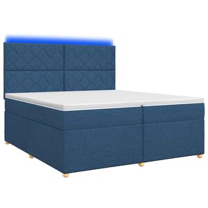 vidaXL Pat boxspring cu saltea albastru 200 x 200 cm Țesătură
