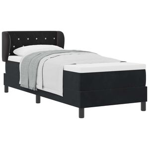 vidaXL Pat cu arcuri cu saltea cu headboard Negru 80 x 200 cm Catifea