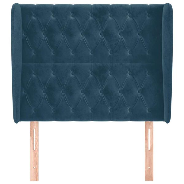 vidaXL Tăblie pat cu urechi albastru &icirc;nchis 103x23x118/128cm catifea