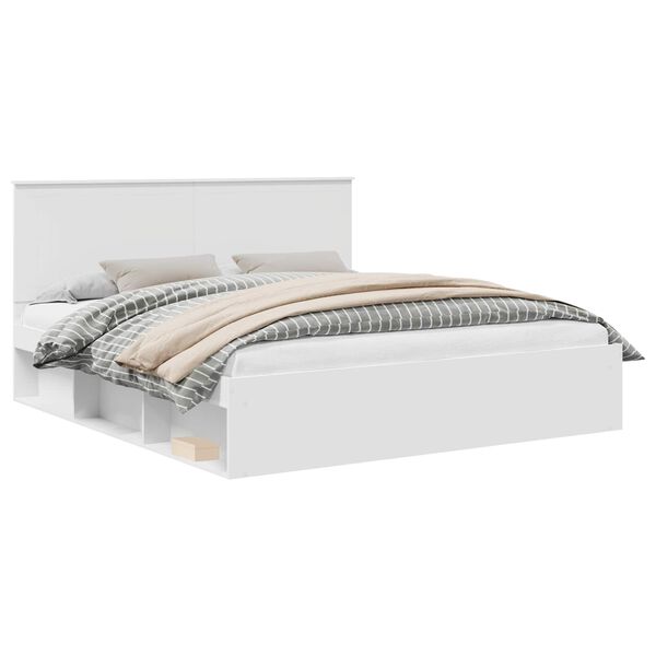 vidaXL Cadru de pat cu headboard Alb 180 x 200 cm Lemn de pin masiv