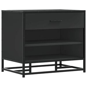 vidaXL Bancă de pantofi neagră 60x40x53,5 cm lemn și metal prelucrat