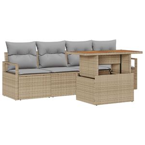 vidaXL Set de canapele pentru grădină 5 pcs Bej Rattan poli