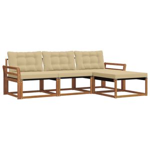 vidaXL Set de canapele de exterior cu pernă 4 pcs Natural și Bej